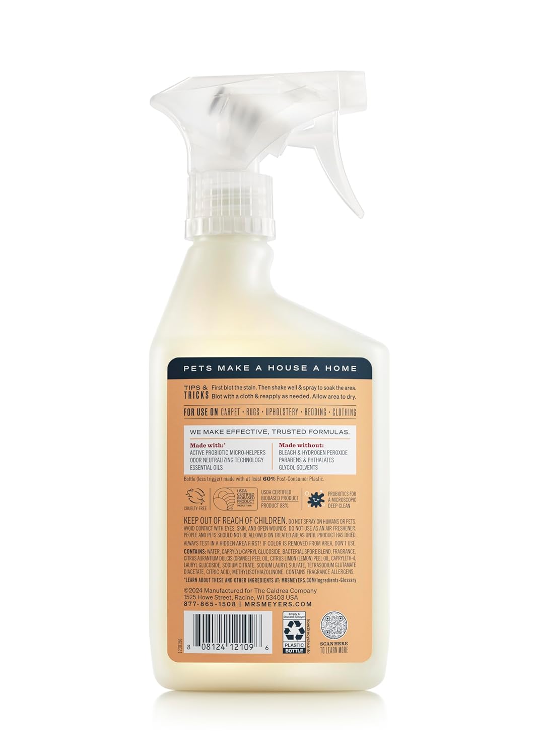 Mrs. MEYER'S CLEAN DAY Pet Stain & Odor Fighter, Orange Blossom Scent, 16oz