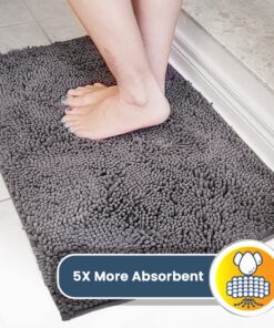 Muddy Mat® | Super Absorbent Door Mat Indoor, Microfiber Quick Dry Chenille Entryway Rug, Non-Slip Front Door Mat, Indoor Mats for Entryway, Machine Washable Pet Rug, Grey 30