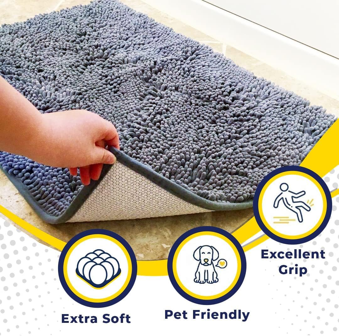Muddy Mat® | Super Absorbent Door Mat Indoor, Microfiber Quick Dry Chenille Entryway Rug, Non-Slip Front Door Mat, Indoor Mats for Entryway, Machine Washable Pet Rug, Baby Blue...