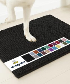 Muddy Mat® | Super Absorbent Door Mat Indoor, Microfiber Quick Dry Chenille Entryway Rug, Non-Slip Front Door Mat, Indoor Mats for Entryway, Machine Washable Pet Rug, Black 30