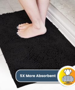 Muddy Mat® | Super Absorbent Door Mat Indoor, Microfiber Quick Dry Chenille Entryway Rug, Non-Slip Front Door Mat, Indoor Mats for Entryway, Machine Washable Pet Rug, Black 30