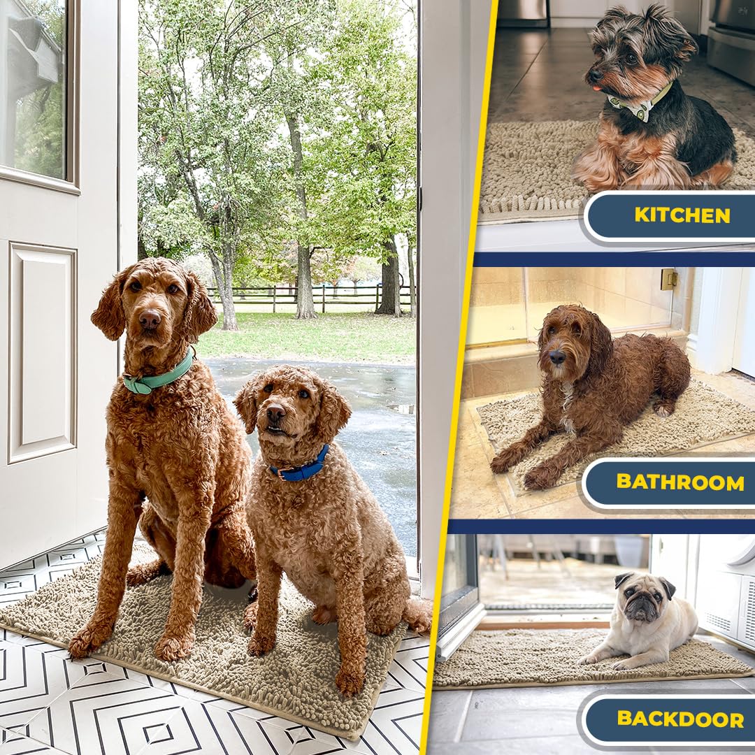 Muddy Mat® | Super Absorbent Door Mat Indoor, Microfiber Quick Dry Chenille Entryway Rug, Non-Slip Front Door Mat, Indoor Mats for Entryway, Machine Washable Pet Rug, Beige 30"x19"