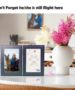 MYPAWLETS Dog or Cat Paw Print Kit with Trinkets,Pet paw Print Impression kit with 2 Clay,Wooden Dog Picture Frame,Personalized Gift Keepsake for Pet Lovers-Black