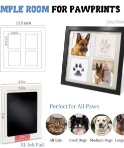 MYPAWLETS Ink & Clay Paw Print Kit for Dog Cat,Clean-Touch Ink Pad & Soft Clay,Pet Paw Print Impression Kit Large Area,Keepsake Frame for 1-2 Pets,Cat/Dog Gifts