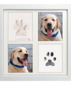 MYPAWLETS Ink & Clay Paw Print Kit for Dog Cat,Clean-Touch Ink Pad & Soft Clay,Pet Paw Print Impression Kit Large Area,Keepsake Frame for 1-2 Pets,Cat/Dog Gifts