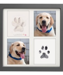 MYPAWLETS Ink & Clay Paw Print Kit for Dog Cat,Clean-Touch Ink Pad & Soft Clay,Pet Paw Print Impression Kit Large Area,Keepsake Frame for 1-2 Pets,Cat/Dog Gifts