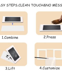 MYPAWLETS Paw Print Frame & Ink Pads Kit,Dog or Cat Paw Print Kit,2 No Mess Ink Pads for Pets,Paw Print Stamp Pad for Dogs,Wooden Pet Memorial Frame,Personalized Pet Paw Print...