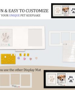MYPAWLETS Paw Print Frame Kit,Dog/Cat Paw Print Kit,Soft Pawprint Clay&Clean Touch Ink Pad,Pet Paw Print Impression Kit with Customization Tool,Wooden Pet Memorial Frame,DIY Dog...