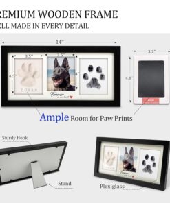 MYPAWLETS Paw Print Frame Kit,Dog/Cat Paw Print Kit,Soft Pawprint Clay&Clean Touch Ink Pad,Pet Paw Print Impression Kit with Customization Tool,Wooden Pet Memorial Frame,DIY Dog...