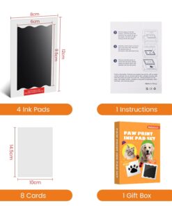 Nabance Inkless Paw Print Kit for Dogs, Cats & Babies, 4 Clean Touch Ink Pads and 8 Imprint Cards, Pet Paw Print Impression Kit for Dog Nose & Baby Handprint Kit, Keepsake Gift...