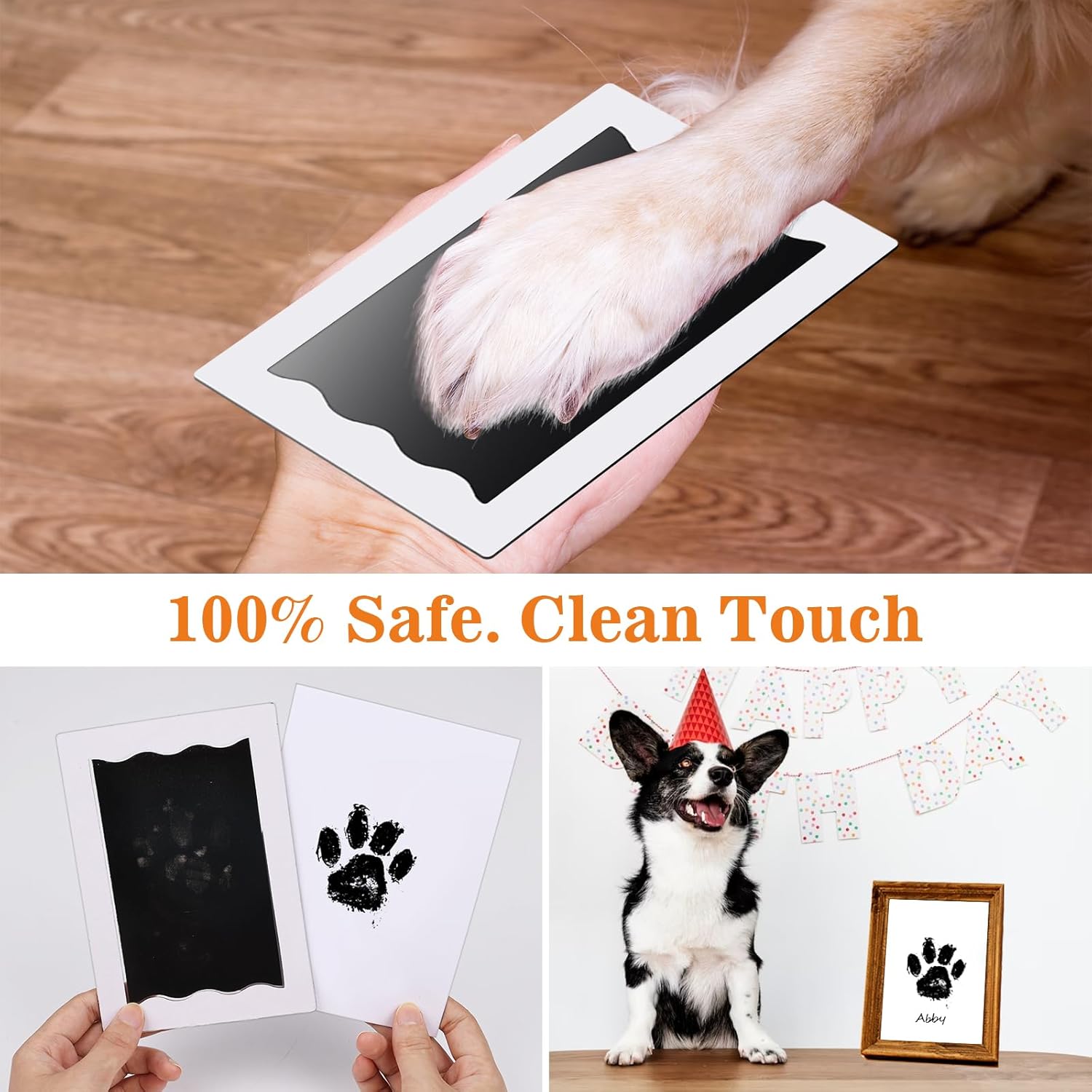 Nabance Inkless Paw Print Kit for Dogs, Cats & Babies, 4 Clean Touch Ink Pads and 8 Imprint Cards, Pet Paw Print Impression Kit for Dog Nose & Baby Handprint Kit, Keepsake Gift...