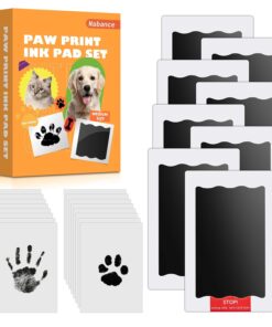 Nabance Inkless Paw Print Kit for Dogs, Cats & Babies, 4 Clean Touch Ink Pads and 8 Imprint Cards, Pet Paw Print Impression Kit for Dog Nose & Baby Handprint Kit, Keepsake Gift...