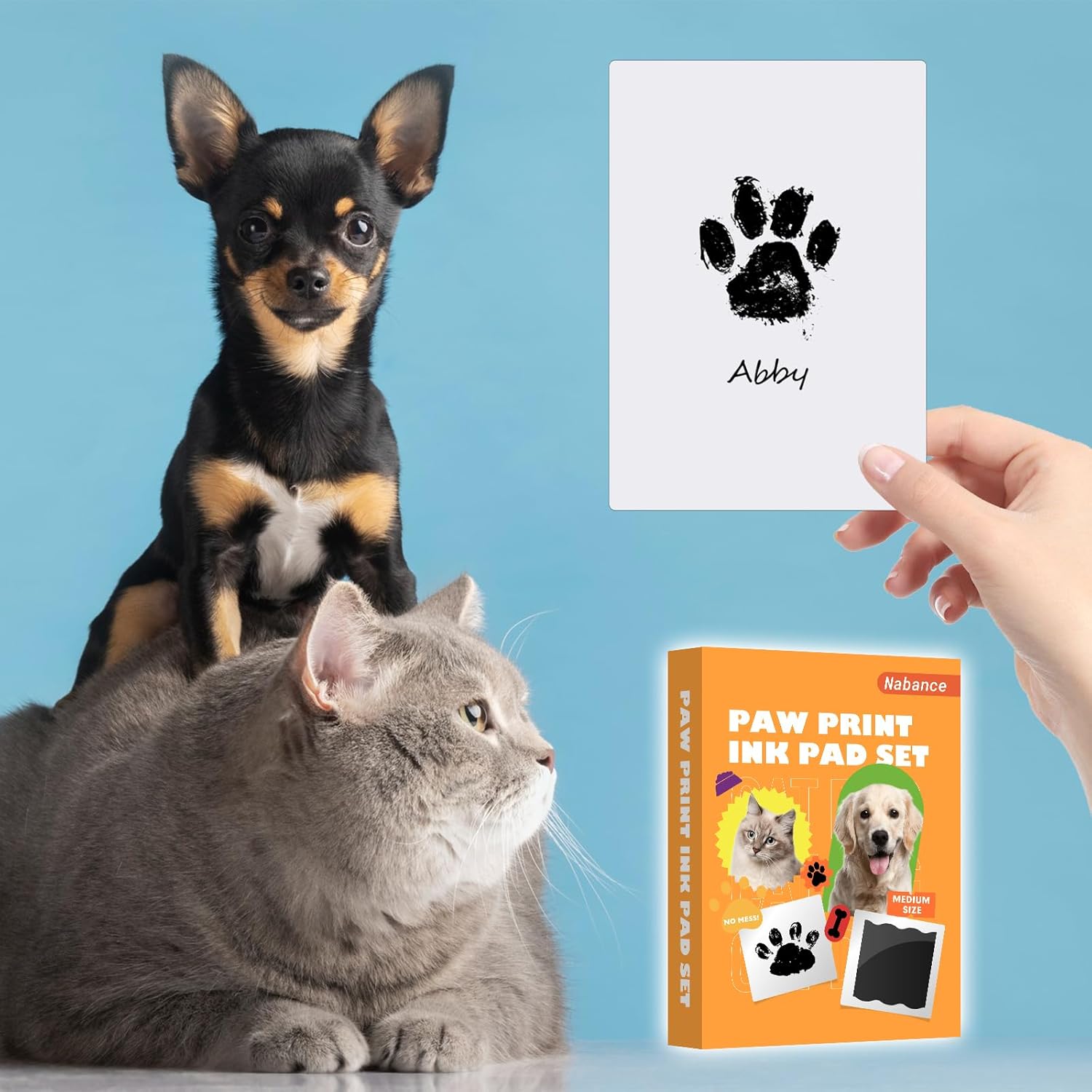 Nabance Inkless Paw Print Kit for Dogs, Cats & Babies, 4 Clean Touch Ink Pads and 8 Imprint Cards, Pet Paw Print Impression Kit for Dog Nose & Baby Handprint Kit, Keepsake Gift...