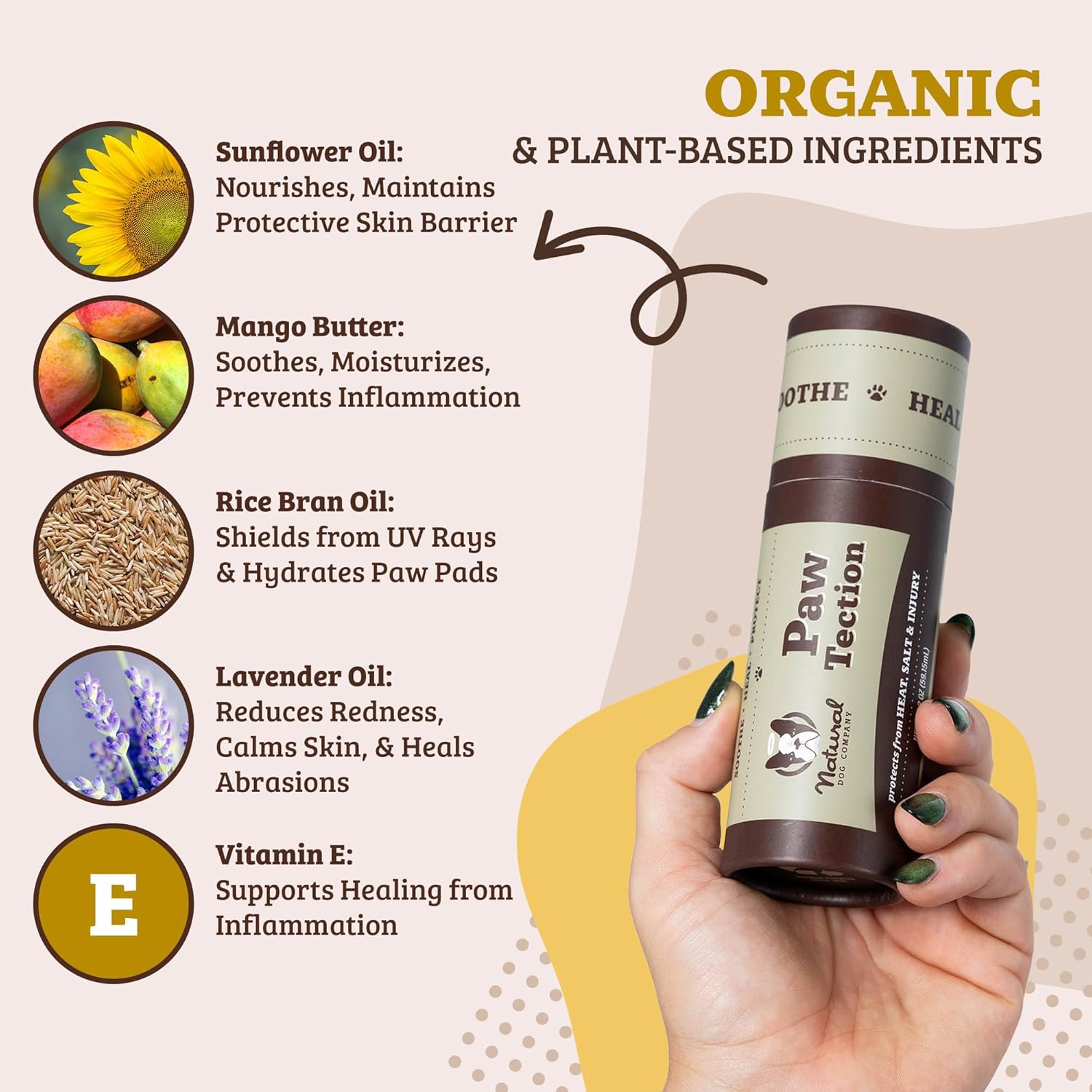 Natural Dog Company Pawtection Balm for Hot Pavement, Dry Cracked Dog Paws, and Rough Terrain - Safe, Non-Toxic, and Lick Safe - Protects Paws Natural Ingredients, Lick-Safe, 2...