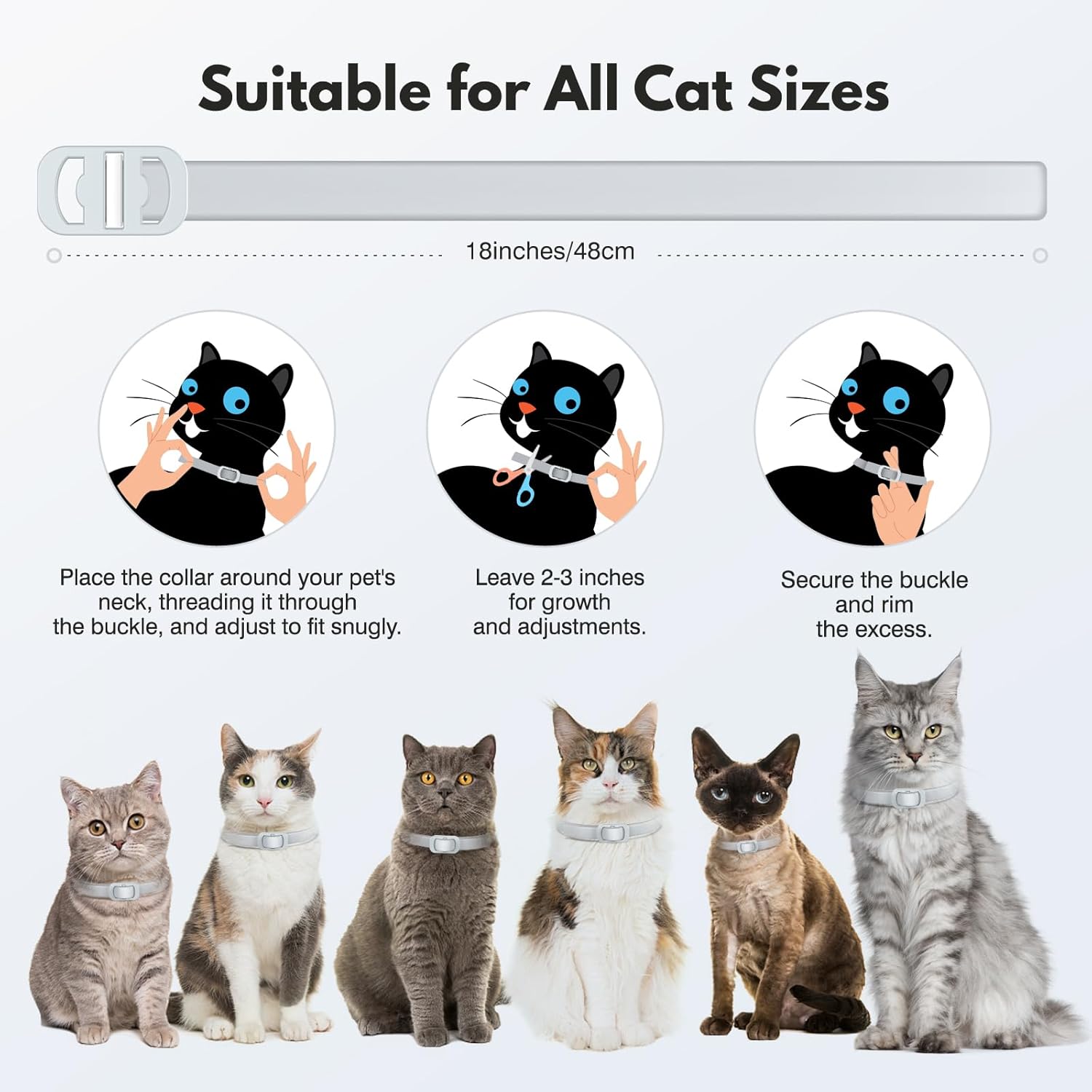 Natural Flea and Tick Collar for Cats – 4 Pack, Long-Lasting Protection, Waterproof, Adjustable Size for Kittens and Adult Cats