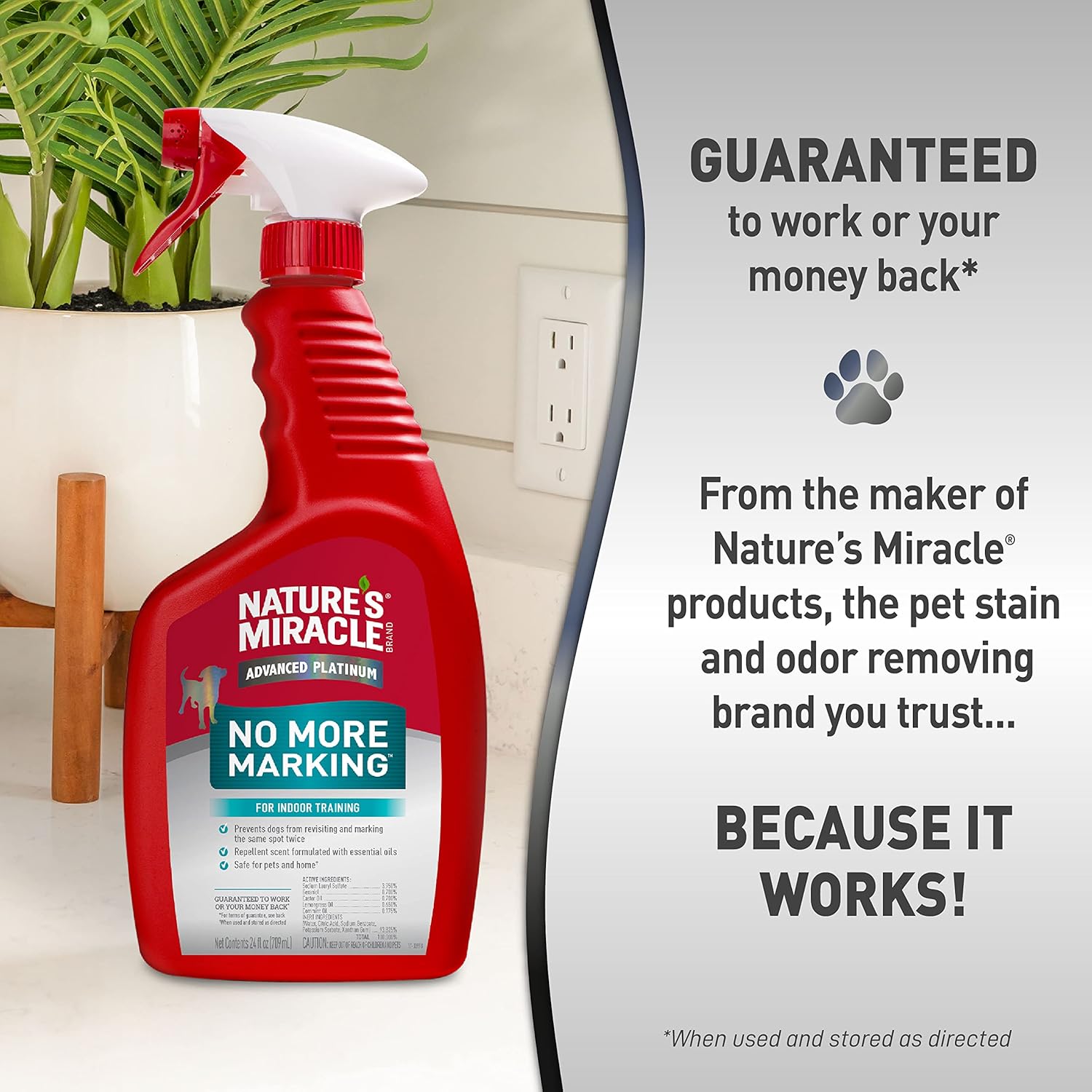 Nature's Miracle Advanced Platinum No More Marking, Helps Discourage Repetitive Dog Marking, 24 oz