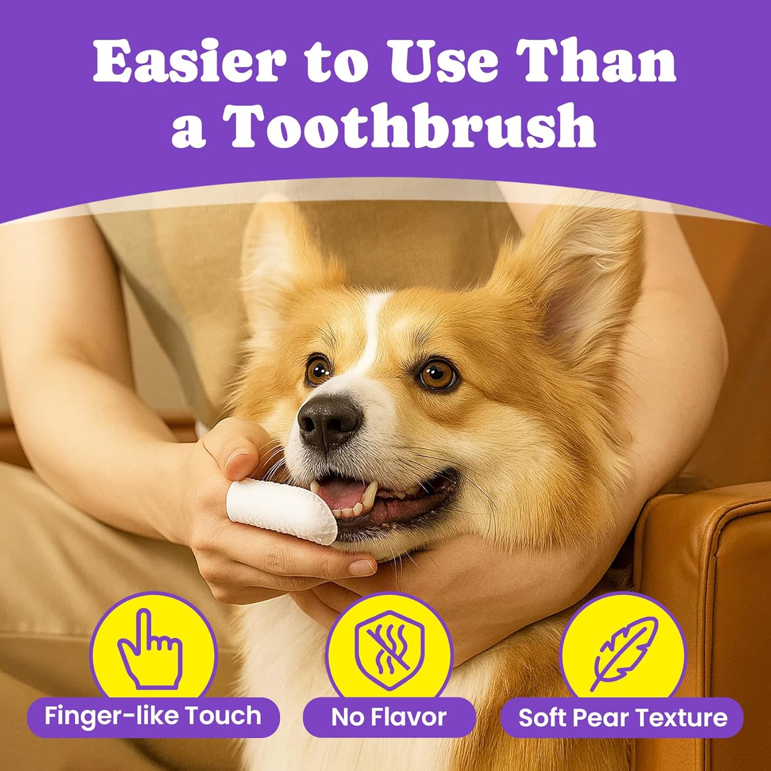 No-Rinse Dog Dental Care Wipes, Cat & Dog tooth brushing kit, Dog Wipes for Pet & Cat Teeth Cleaning, Dog toothbrush Finger Dental Wipes to Remove Plaque & Tartar, Disposable...