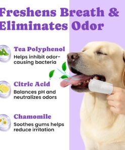 No-Rinse Dog Dental Care Wipes, Cat & Dog tooth brushing kit, Dog Wipes for Pet & Cat Teeth Cleaning, Dog toothbrush Finger Dental Wipes to Remove Plaque & Tartar, Disposable...