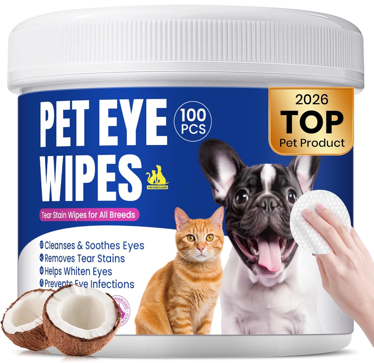 No-Rinse Dog Dental Care Wipes, Cat & Dog tooth brushing kit, Dog Wipes for Pet & Cat Teeth Cleaning, Dog toothbrush Finger Dental Wipes to Remove Plaque & Tartar, Disposable...