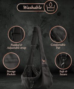 Noah & Paw Dog Sling Carrier for Small Dogs 3-10lb, Dog Sling for Small Dogs and Cats, Dog Carrier with Adjustable Padded Strap, Premium Twill, Lined with Fur, Double Safety...