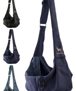 Noah & Paw Dog Sling Carrier for Small Dogs 3-10lb, Dog Sling for Small Dogs and Cats, Dog Carrier with Adjustable Padded Strap, Premium Twill, Lined with Fur, Double Safety...