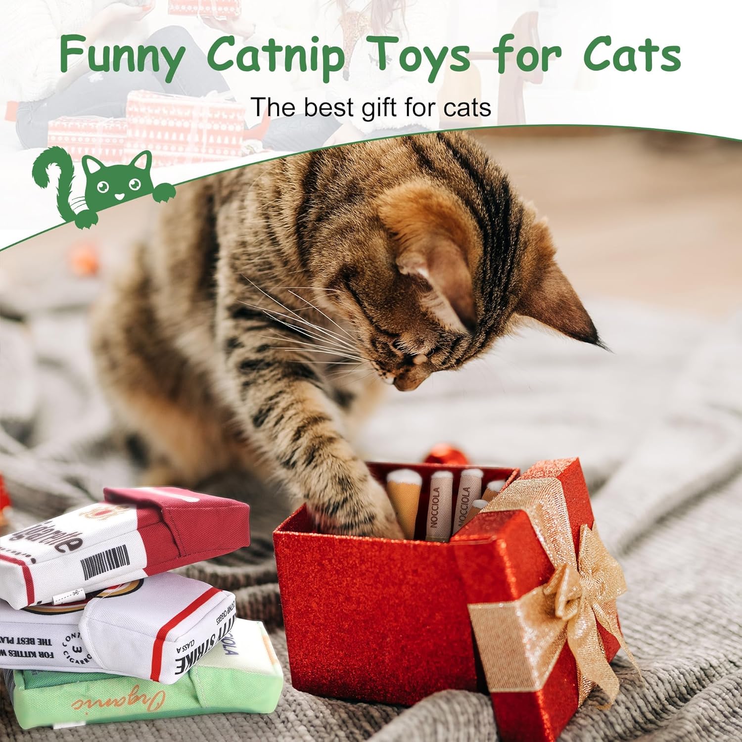 Nocciola 3 Pack Catnip Toys for Cats, Funny Cat Toys Filled with 100% Pure Organic Catnip, Safe Kitten Teething Chew and Kicker Toys, Stress Relieving Fun for Indoor Cats