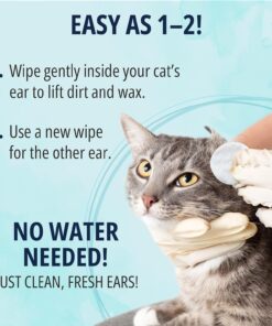 NOVEHA 150 PCs Cat Ear Wipes that Gently Clean & Soothe Sensitive Cat Ears; Soft Ear Cleaner for Removing Wax, Dirt & Odor; Alcohol-Free Ear Care with pH Balanced Formula;...