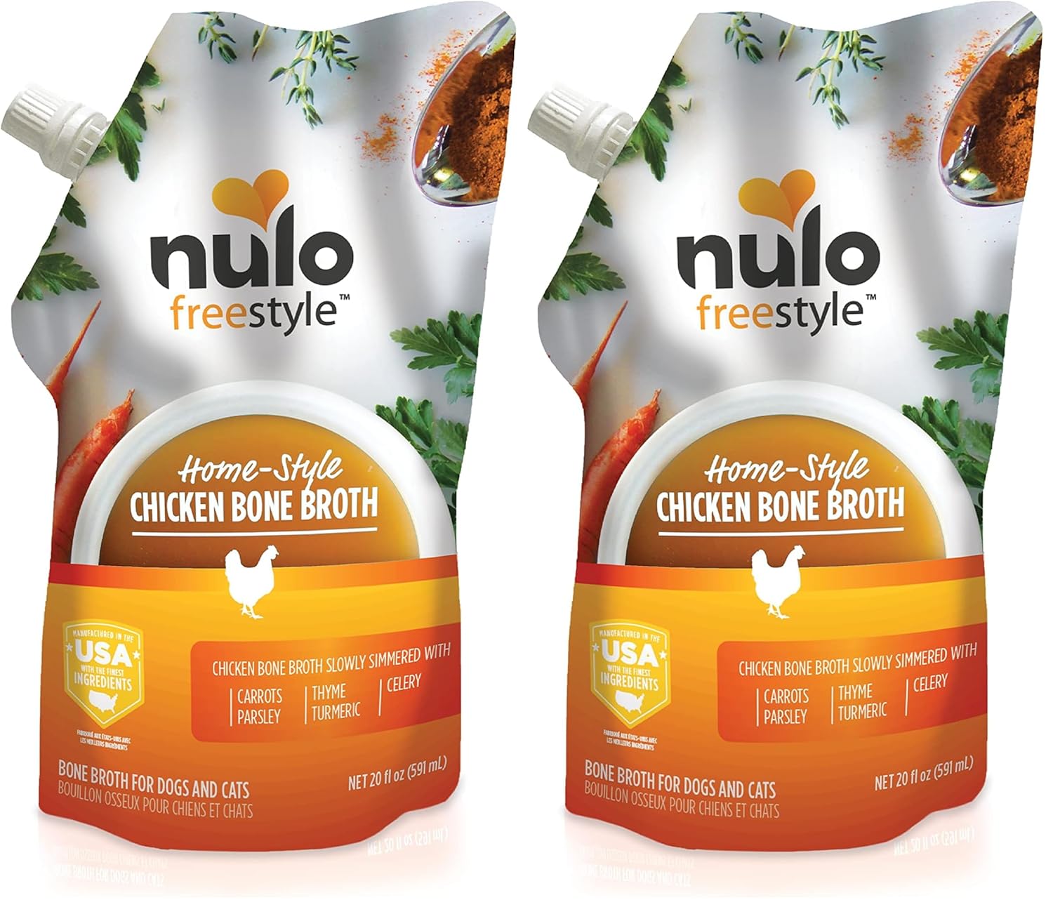 Nulo Freestyle Bone Broth, Premium Food Topper for Cats and Dogs, with Collagen and Chondroitin Sulfate to Help Boost The Quality of Your Pet’s Coat and Skin, 20 FL Oz Pouch