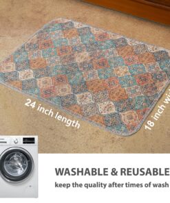 nunubaby Washable Pee Pads for Dogs, Stylish, Non-Slip and Leak-Proof Pee Mat. ultra-absorbent Reusable potty pad for Crates and Floors.(Cream/Multi, 18