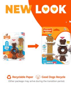 Nylabone Ring Bone Chew Toy for Puppies, Puppy Teething Toys, Puppy Enrichment Toys, Chicken Flavor, X-Small Dogs - Up to 15 lbs, 2 Pack