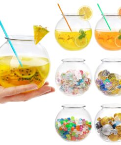 Okllen 12 Pack Plastic Ivy Bowls, 16 Oz Round Fish Bowl Unbreakable Vases Bowls for Home Decor, Carnival Games, Candy, Party Favors, Centerpiece, BPA Free, Clear