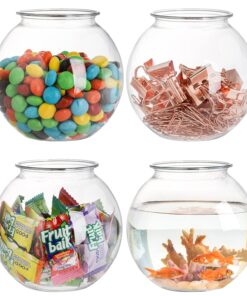 Okllen 12 Pack Plastic Ivy Bowls, 16 Oz Round Fish Bowl Unbreakable Vases Bowls for Home Decor, Carnival Games, Candy, Party Favors, Centerpiece, BPA Free, Clear