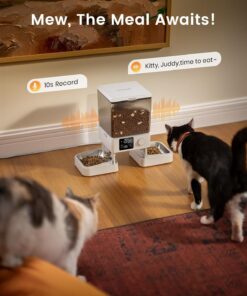 oneisall Automatic Cat Feeder for 2 Cats, 20 Cups/5L Automatic Cat Food Dispenser for Small Pets Indoor, Timed Cat Feeder for Dry Food(White)