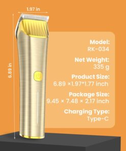 oneisall Cat Clippers,Low Noise Cat Grooming Clippers for Matted Long Hair,2 Speed Cordless Pet Clippers Kit for Cats Dogs and Pets (Gold)