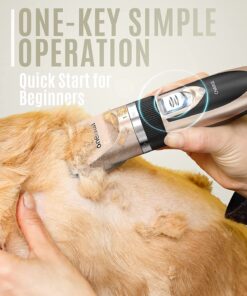 oneisall Dog Clipper Low Noise, Dog Grooming Kit with Rechargeable, Pet Shaver Cordless Electric Quiet Hair Clipper Set for Dogs Cats Pets（Gold）