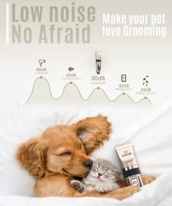 oneisall Dog Clipper Low Noise, Dog Grooming Kit with Rechargeable, Pet Shaver Cordless Electric Quiet Hair Clipper Set for Dogs Cats Pets（Gold）