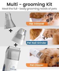 oneisall Dog Grooming Vacuum, Pet Grooming Vacuum with Clipper Nail Grinder, 1.5L Dust Cup Dog deshedding Brush with 7 Tools for Shedding Pet Hair, Home Cleaning(Blue)