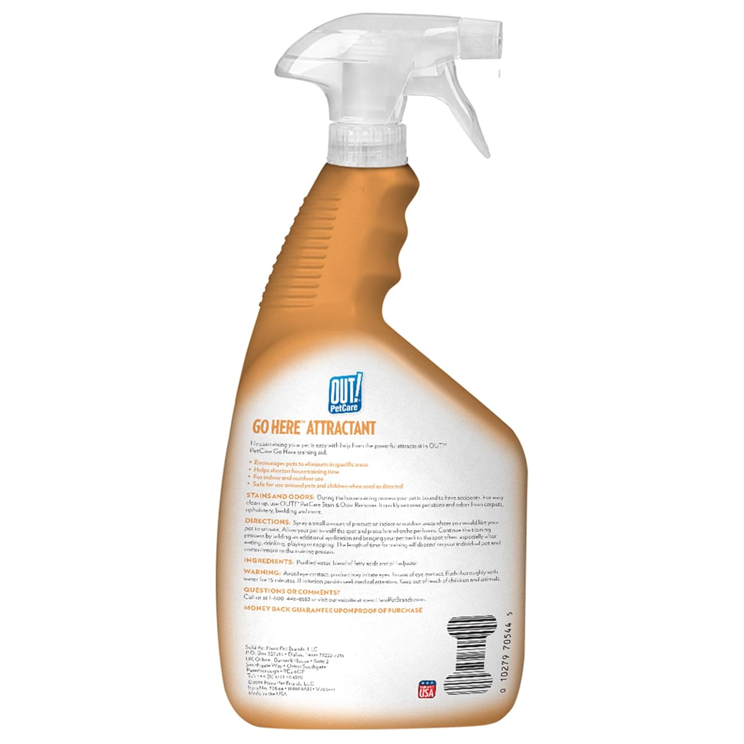 OUT! PetCare Go Here Attractant Dog and Puppy Potty Training Spray, Safe & Effective Puppy Pee Spray, Dog Housebreaking Supplies, Indoor and Outdoor House Training Tool, 32 oz