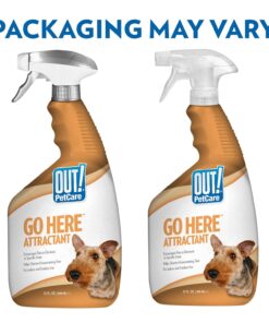 OUT! PetCare Go Here Attractant Dog and Puppy Potty Training Spray, Safe & Effective Puppy Pee Spray, Dog Housebreaking Supplies, Indoor and Outdoor House Training Tool, 32 oz