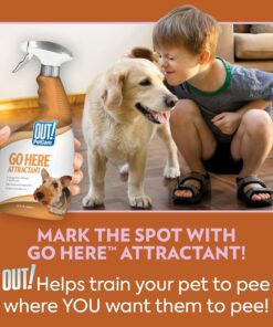 OUT! PetCare Go Here Attractant Dog and Puppy Potty Training Spray, Safe & Effective Puppy Pee Spray, Dog Housebreaking Supplies, Indoor and Outdoor House Training Tool, 32 oz