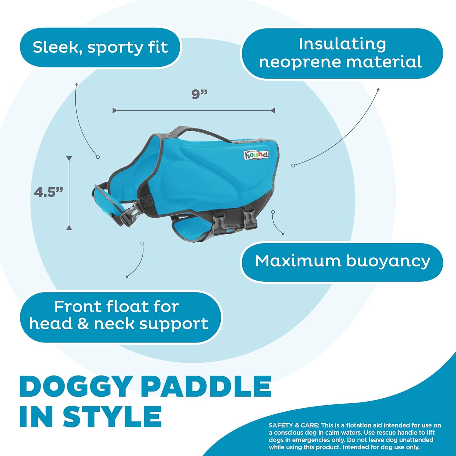 Outward Hound Dawson Swim Blue Dog Life Jacket, XS