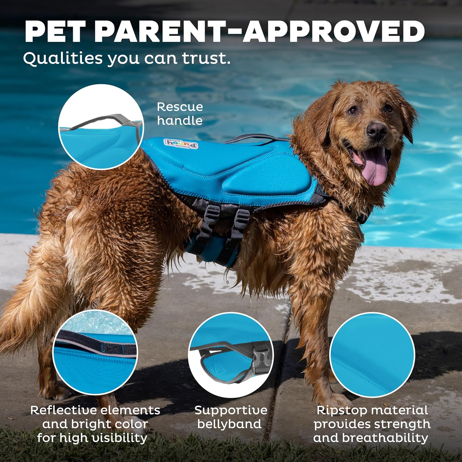 Outward Hound Dawson Swim Blue Dog Life Jacket, XS