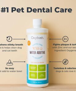 Oxyfresh Premium Pet Dental Care Solution Pet Water Additive: Best Way to Eliminate Bad Dog Breath and Cat Bad Breath - Fights Tartar & Plaque - So Easy, Just Add to Water! Vet...
