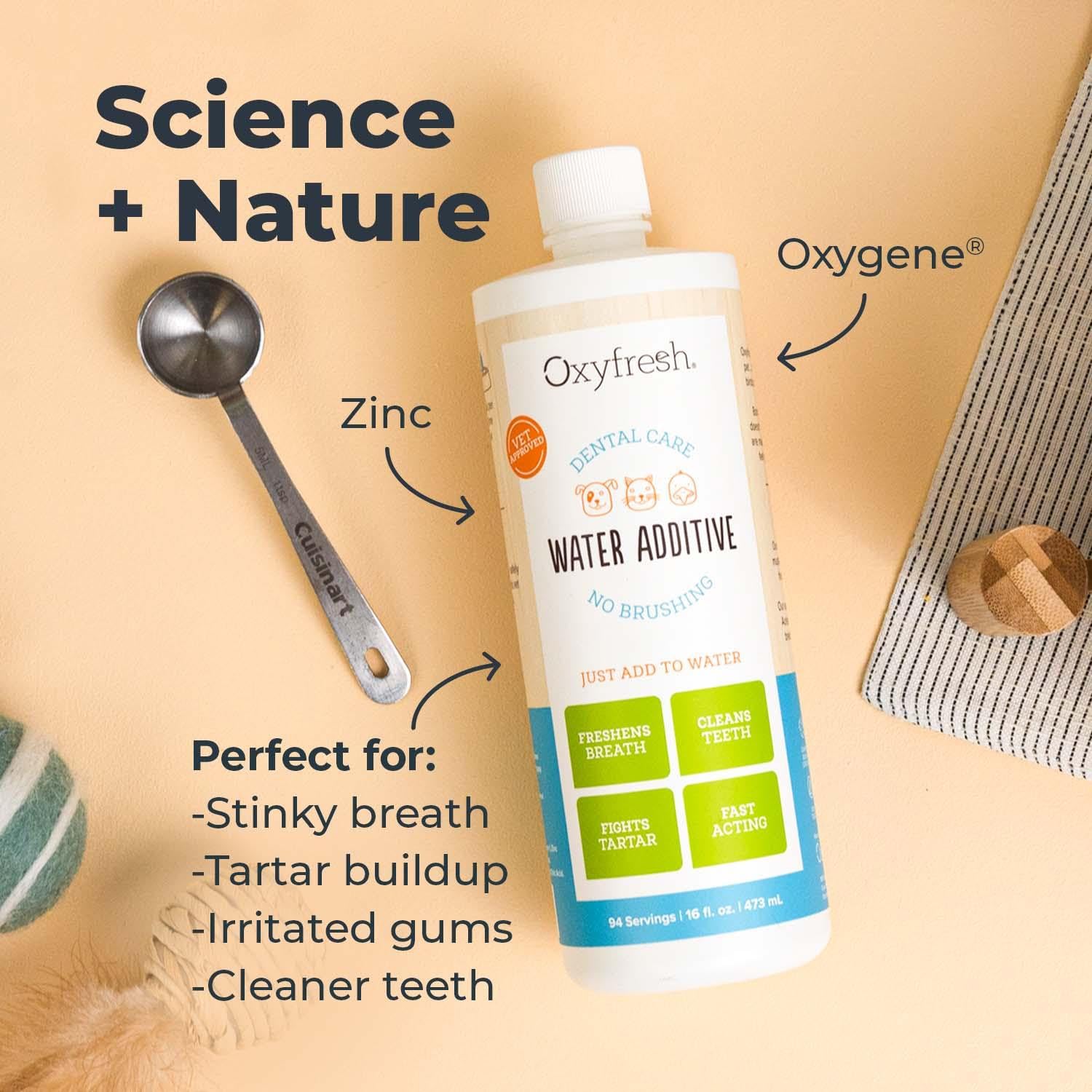 Oxyfresh Premium Pet Dental Care Solution Pet Water Additive: Best Way to Eliminate Bad Dog Breath and Cat Bad Breath - Fights Tartar & Plaque - So Easy, Just Add to Water! Vet...