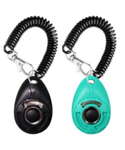 OYEFLY Dog Training Clicker with Wrist Strap Durable Lightweight Easy to Use, Pet Training Clicker for Cats Puppy Birds Horses. Perfect for Behavioral Training 2-Pack (Black and...