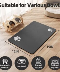 PADOOR Pet Feeding Mat-Absorbent Dog Mat for Food and Water Bowl-No Stains Easy Clean Dog Food Mat-Quick Dry Water Dispenser-Puppy Supplies Accessories