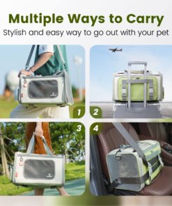 Pawaii Cat Carrier with ID Tag, TSA Airline Approved Soft Sided Collapsible Pet Travel Carrier, Portable Comfortable Convenient Foldable Cat Travel Bag