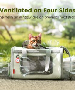 Pawaii Cat Carrier with ID Tag, TSA Airline Approved Soft Sided Collapsible Pet Travel Carrier, Portable Comfortable Convenient Foldable Cat Travel Bag