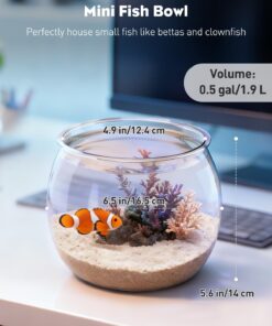 Pawfly 0.5 Gallon Mini Plastic Fish Bowl, Unbreakable Small Fishbowl Desktop Aquarium, Clear Round Plastic Fish Tank for Small Fish, Shatterproof Betta Fish Tank Goldfish Bowl,...