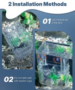 Pawfly Aquarium Breeding Box - Transparent Plastic Breeder Box for Fish Tank, Fry Hatchery Incubator for Baby Fish, Shrimp, Betta, Clownfish, Guppy, Large
